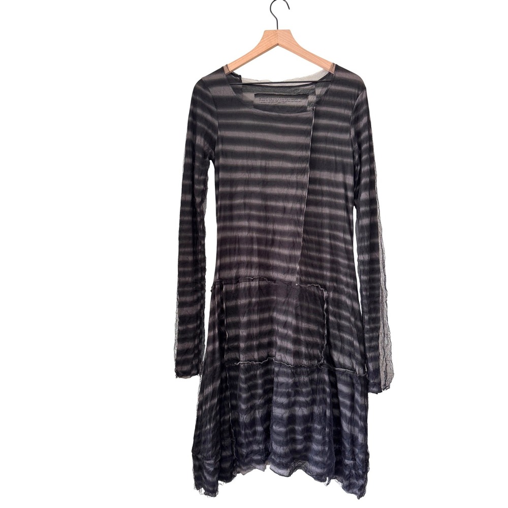 Rundholz Black Label Mesh Dress Size L Striped Asymmetric Cyber Goth Grunge Edgy